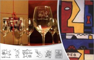 6 copas de vino con arte de Torres García en Luna y Compañía $490